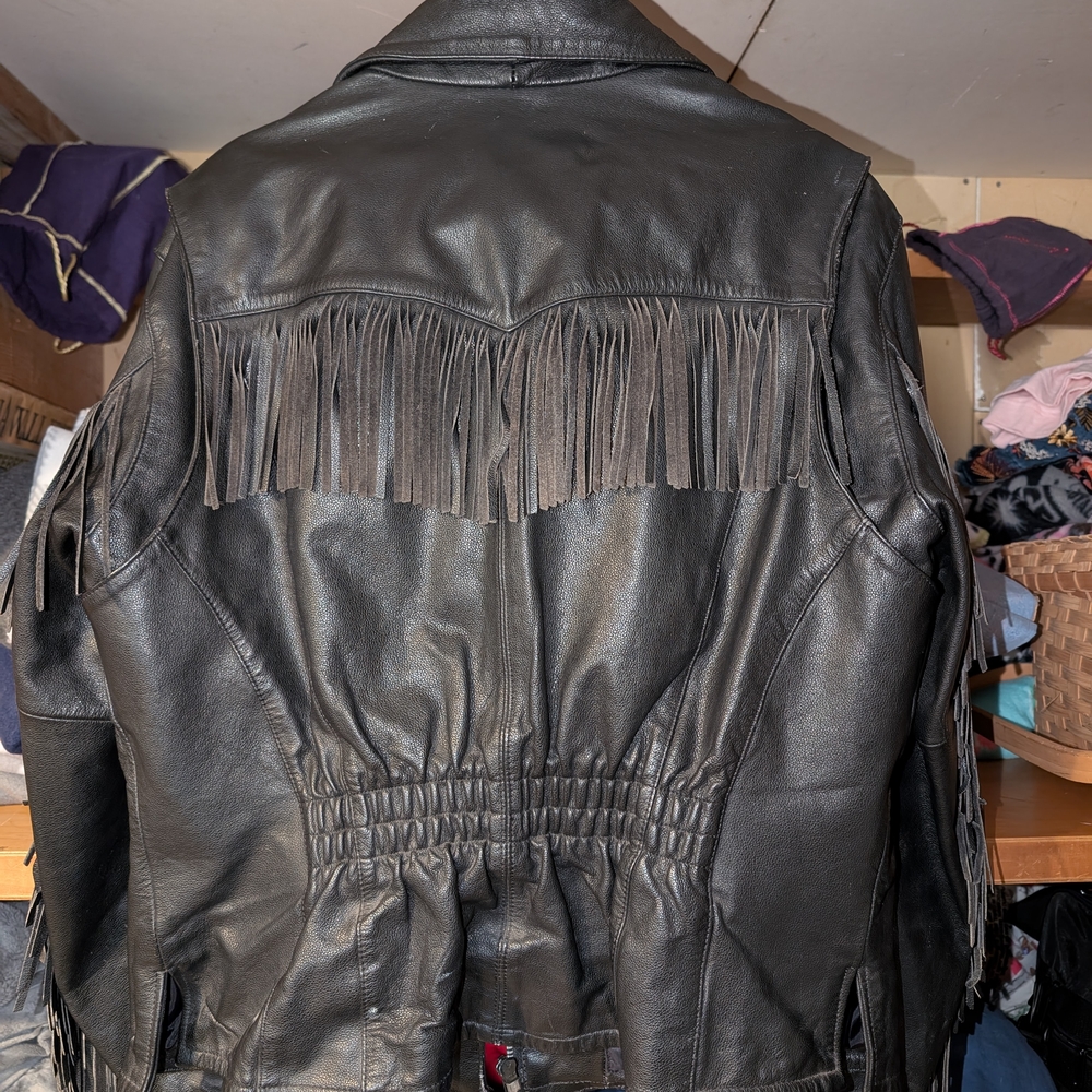 Harley-Davidson Black Leather Jacket with Fringe - Picture 2 of 3